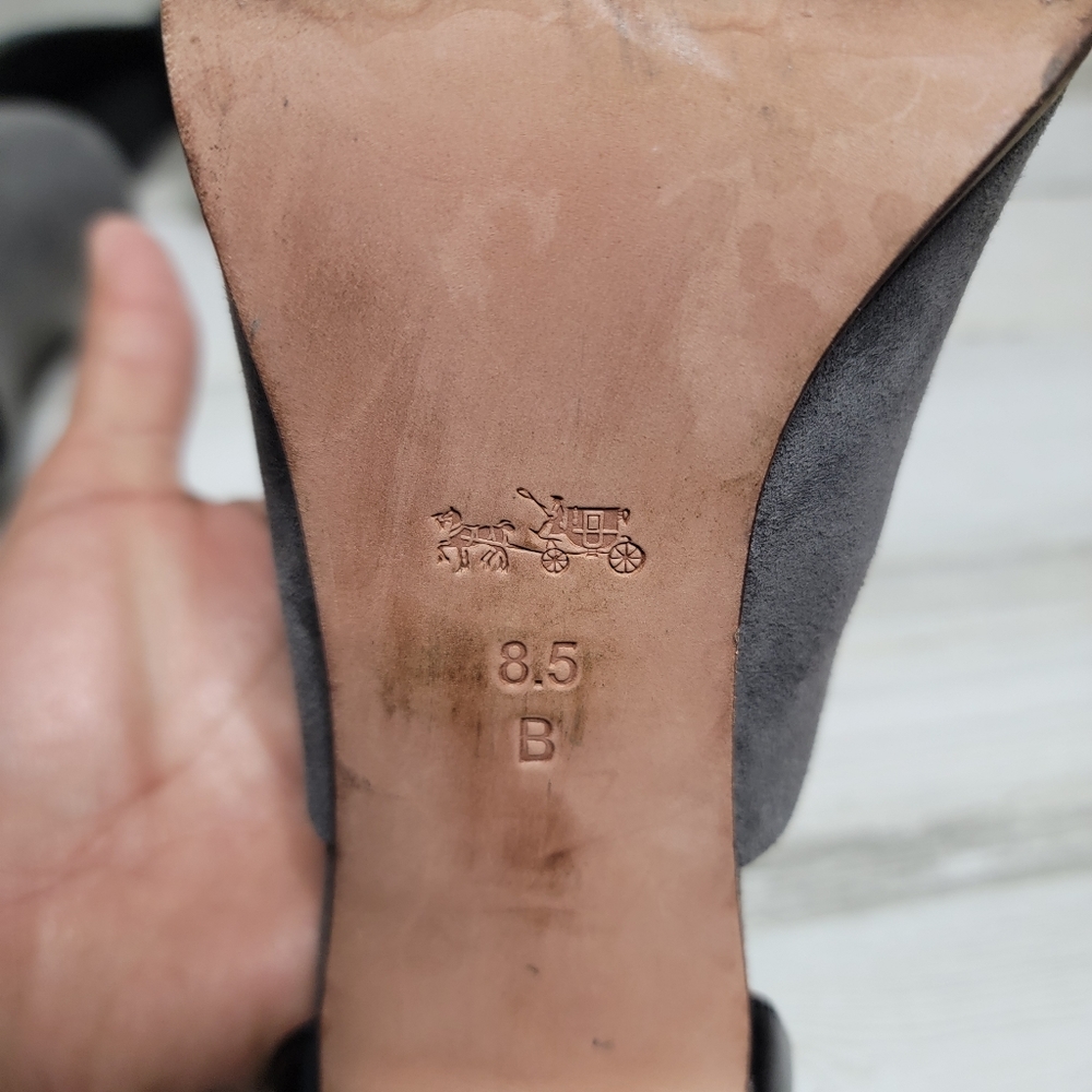 COACH LUCILLE SUEDE OPEN TOE BLOCK HEELS, SIZE 8.5 - Picture 7 of 9